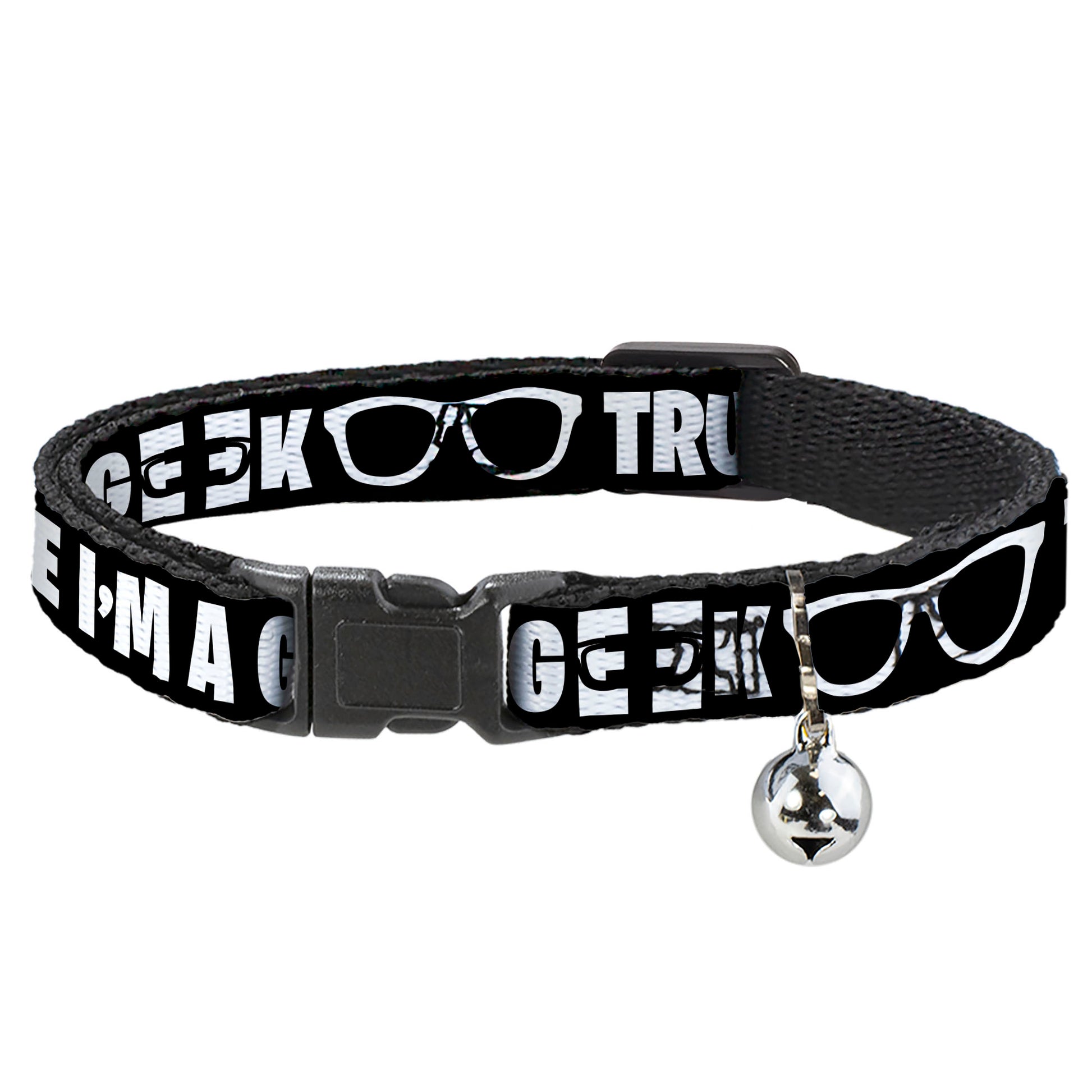 Cat Collar Breakaway - I'M A GEEK Glasses Black White Breakaway Cat Collars Buckle-Down
