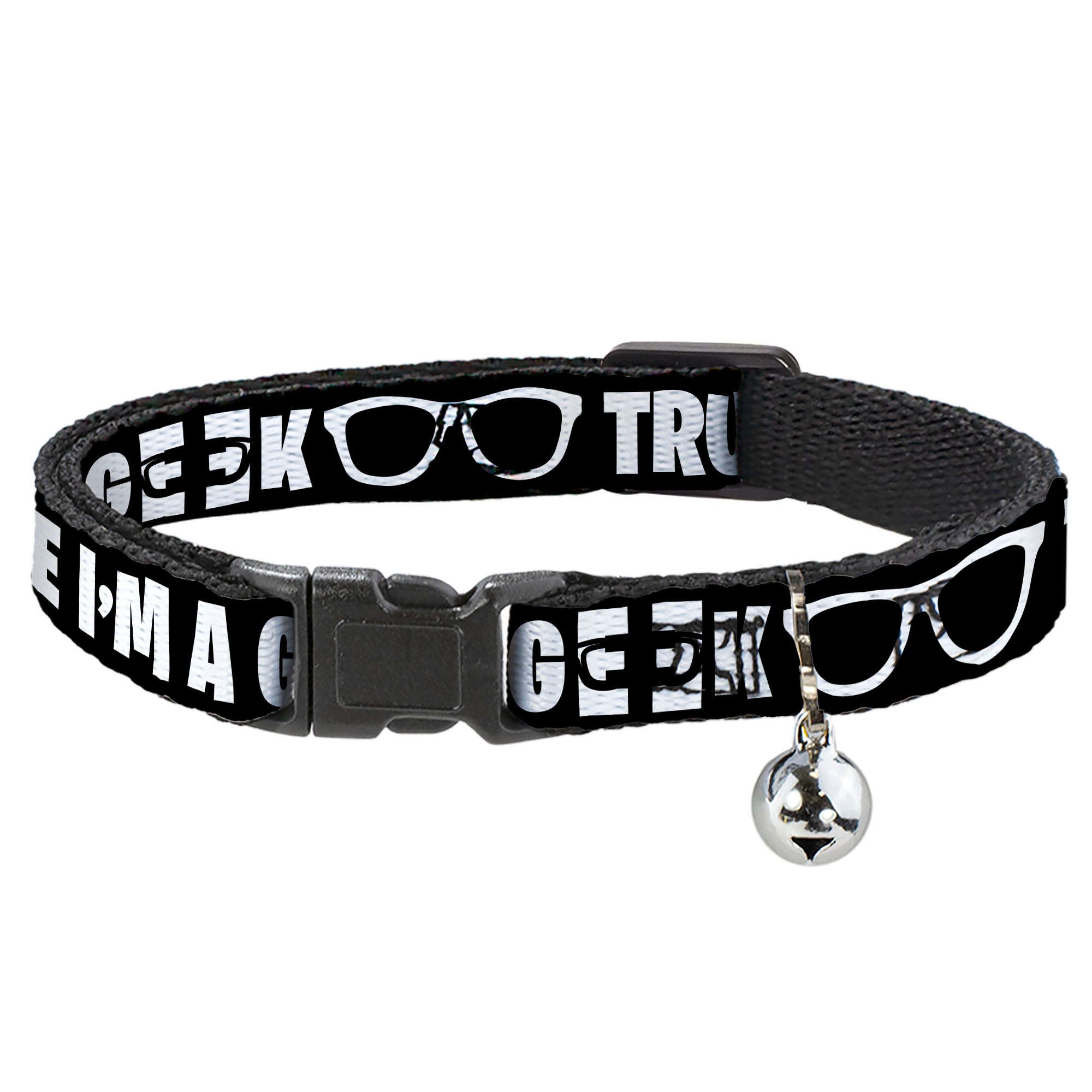 Cat Collar Breakaway - I'M A GEEK Glasses Black White Breakaway Cat Collars Buckle-Down
