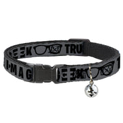 Cat Collar Breakaway - I'M A GEEK Glasses Gray Black Breakaway Cat Collars Buckle-Down