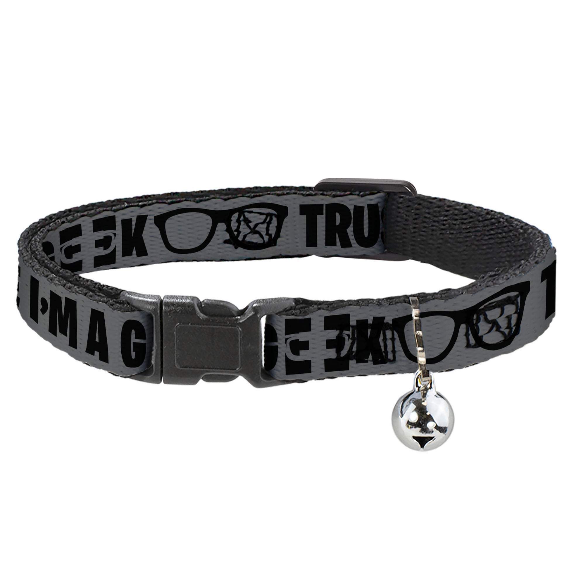 Cat Collar Breakaway - I'M A GEEK Glasses Gray Black Breakaway Cat Collars Buckle-Down