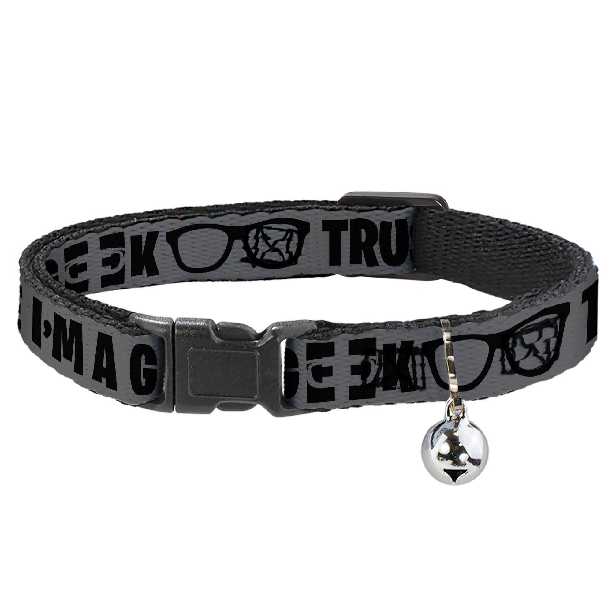 Cat Collar Breakaway - I'M A GEEK Glasses Gray Black Breakaway Cat Collars Buckle-Down