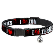 Cat Collar Breakaway - I "Heart" ZOMBIES Bold Splatter Black White Red Breakaway Cat Collars Buckle-Down