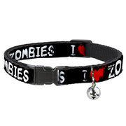 Cat Collar Breakaway - I "Heart" ZOMBIES Bloody Splatter Black White Red Breakaway Cat Collars Buckle-Down
