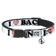 Cat Collar Breakaway - I "Heart" BACON White Black Bacon Breakaway Cat Collars Buckle-Down