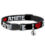 Cat Collar Breakaway - I "Heart" ANIME Bold Black White Red Breakaway Cat Collars Buckle-Down