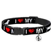 Cat Collar Breakaway - I "HEART" MY "WIENER" Dog Silhouette Black White Red Breakaway Cat Collars Buckle-Down