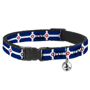 Cat Collar Breakaway - Indianapolis Flag Navy Blue White Red Breakaway Cat Collars Buckle-Down