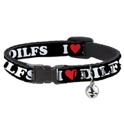 Breakaway Cat Collar with Bell - I "HEART" DILFS Black/White/Red Breakaway Cat Collars Buckle-Down   
