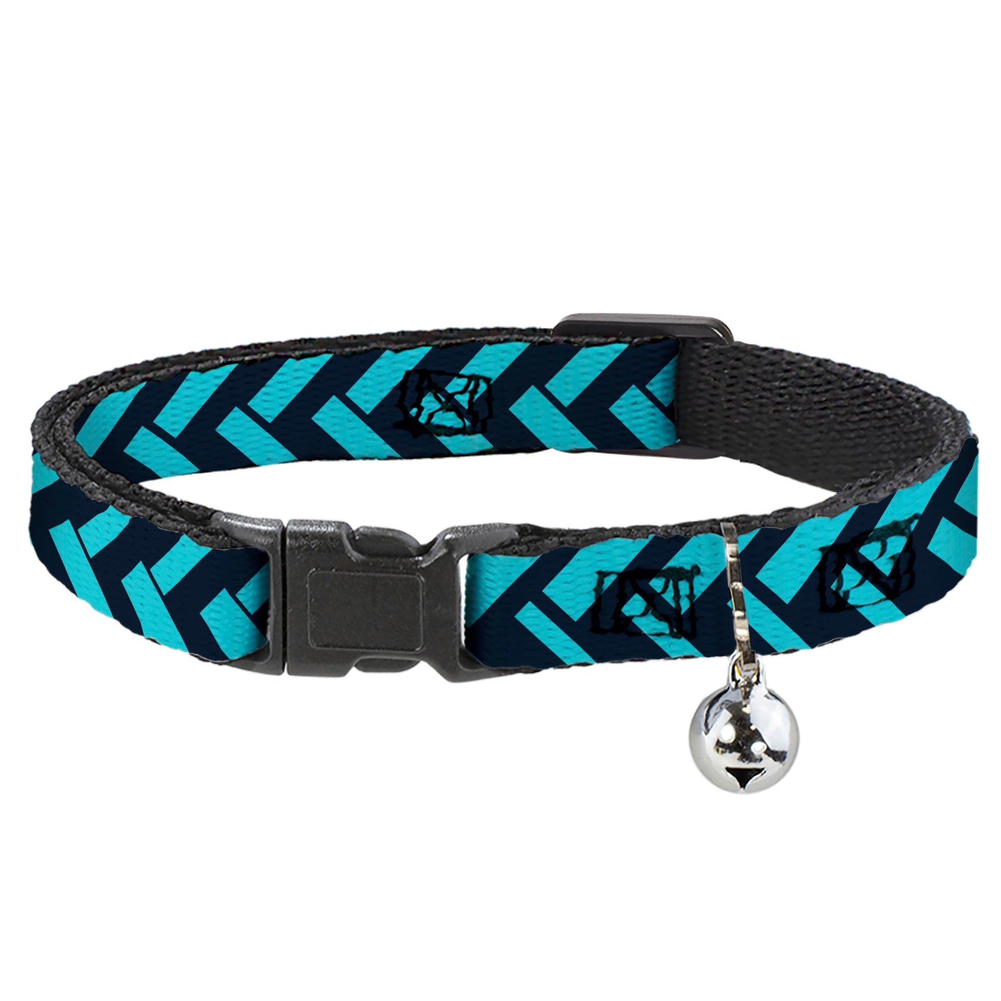 Cat Collar Breakaway - Jagged Chevron Navy Turquoise Breakaway Cat Collars Buckle-Down