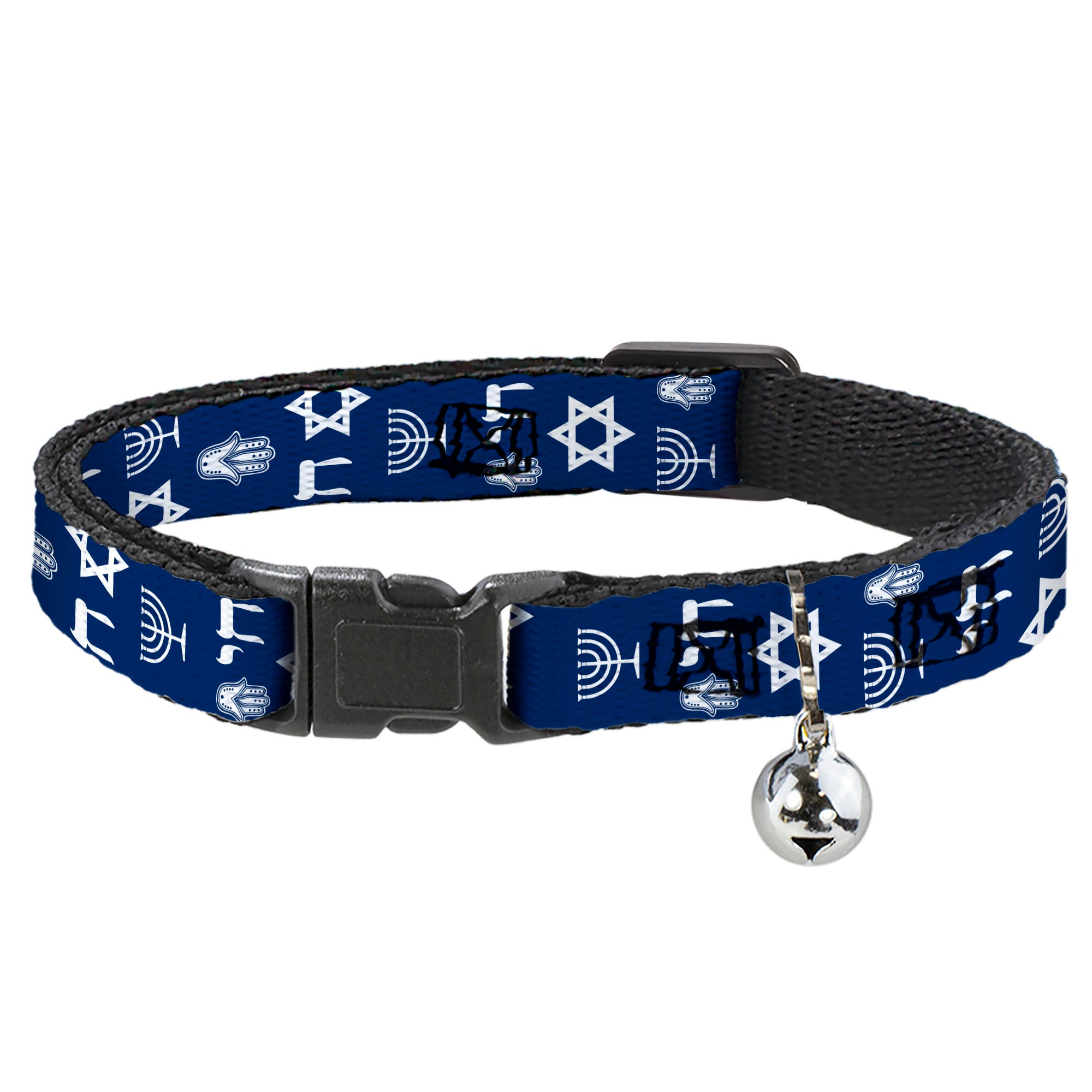Cat Collar Breakaway - Jewish Symbols-4 Blue White Breakaway Cat Collars Buckle-Down