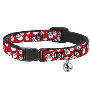 Breakaway Cat Collar with Bell - Jolly Santa Claus Christmas Smiling Face Icon Red Breakaway Cat Collars Buckle-Down