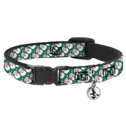 Breakaway Cat Collar with Bell - Jolly Santa Claus Christmas Smiling Face Icon Green/Red/White Breakaway Cat Collars Buckle-Down