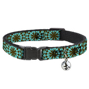 Cat Collar Breakaway - Kaleidoscope Balls Turquoise Brown Breakaway Cat Collars Buckle-Down