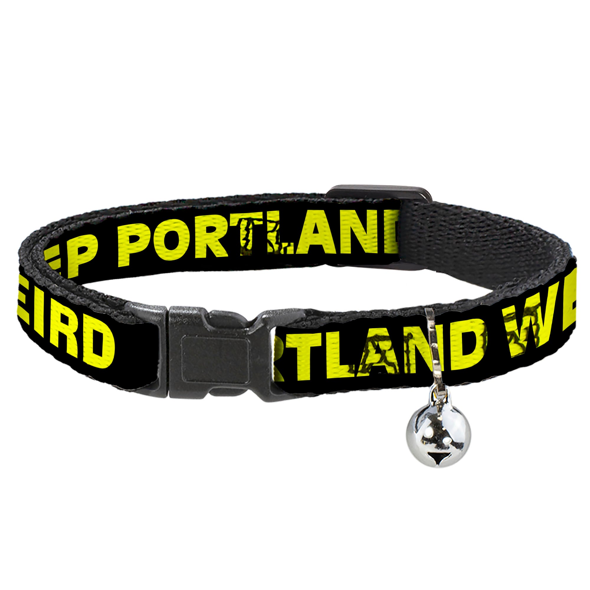 Cat Collar Breakaway - KEEP PORTLAND WEIRD Black Yellow Breakaway Cat Collars Buckle-Down