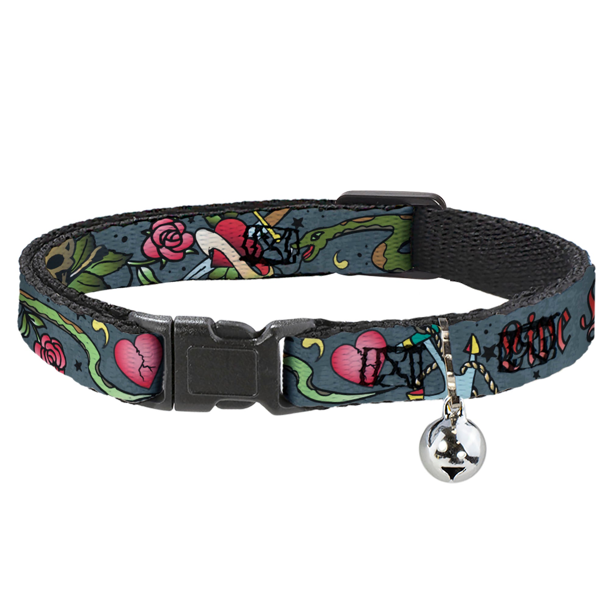 Cat Collar Breakaway - Live Hard Die Young Gray Breakaway Cat Collars Buckle-Down