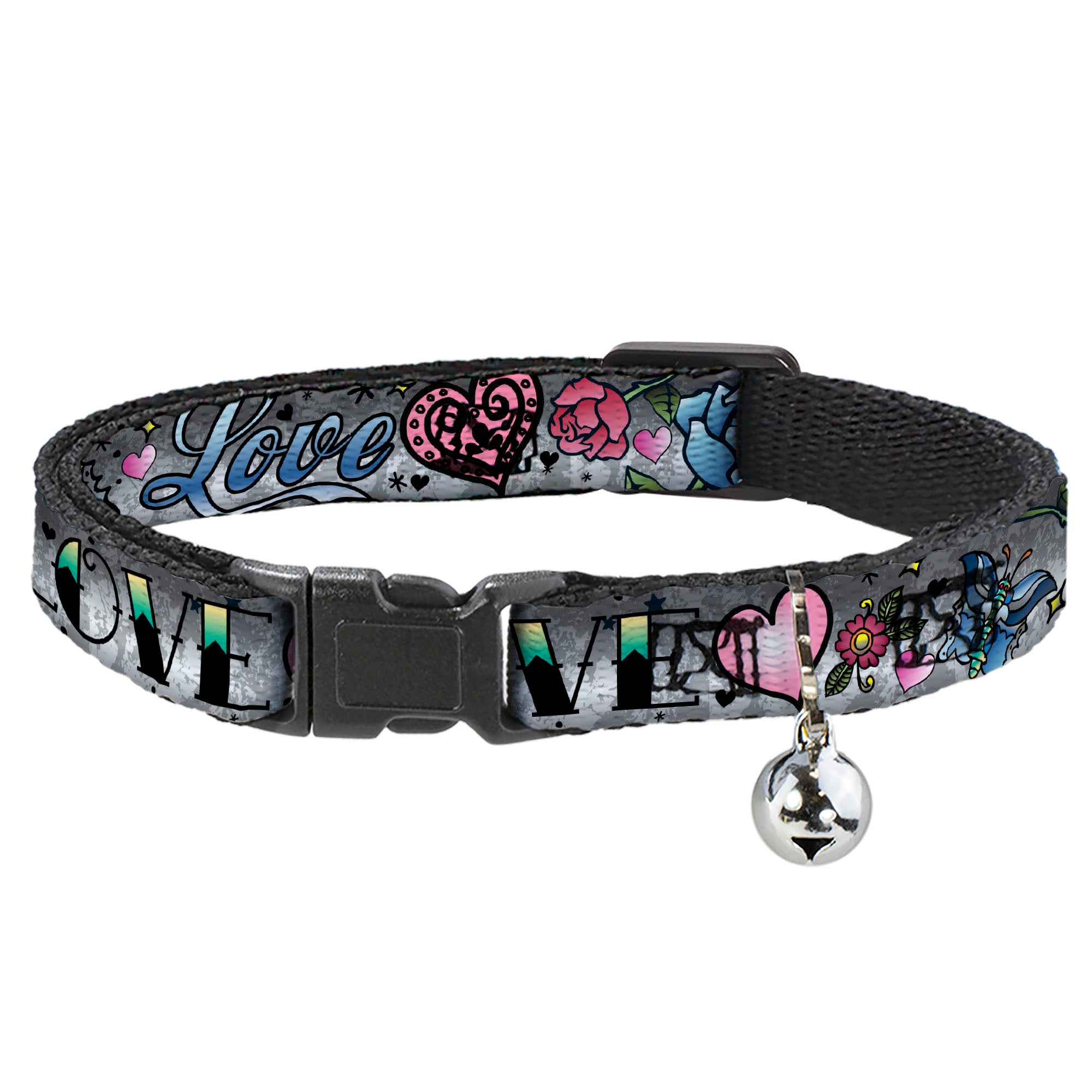 Cat Collar Breakaway - Love Love Gray Breakaway Cat Collars Buckle-Down
