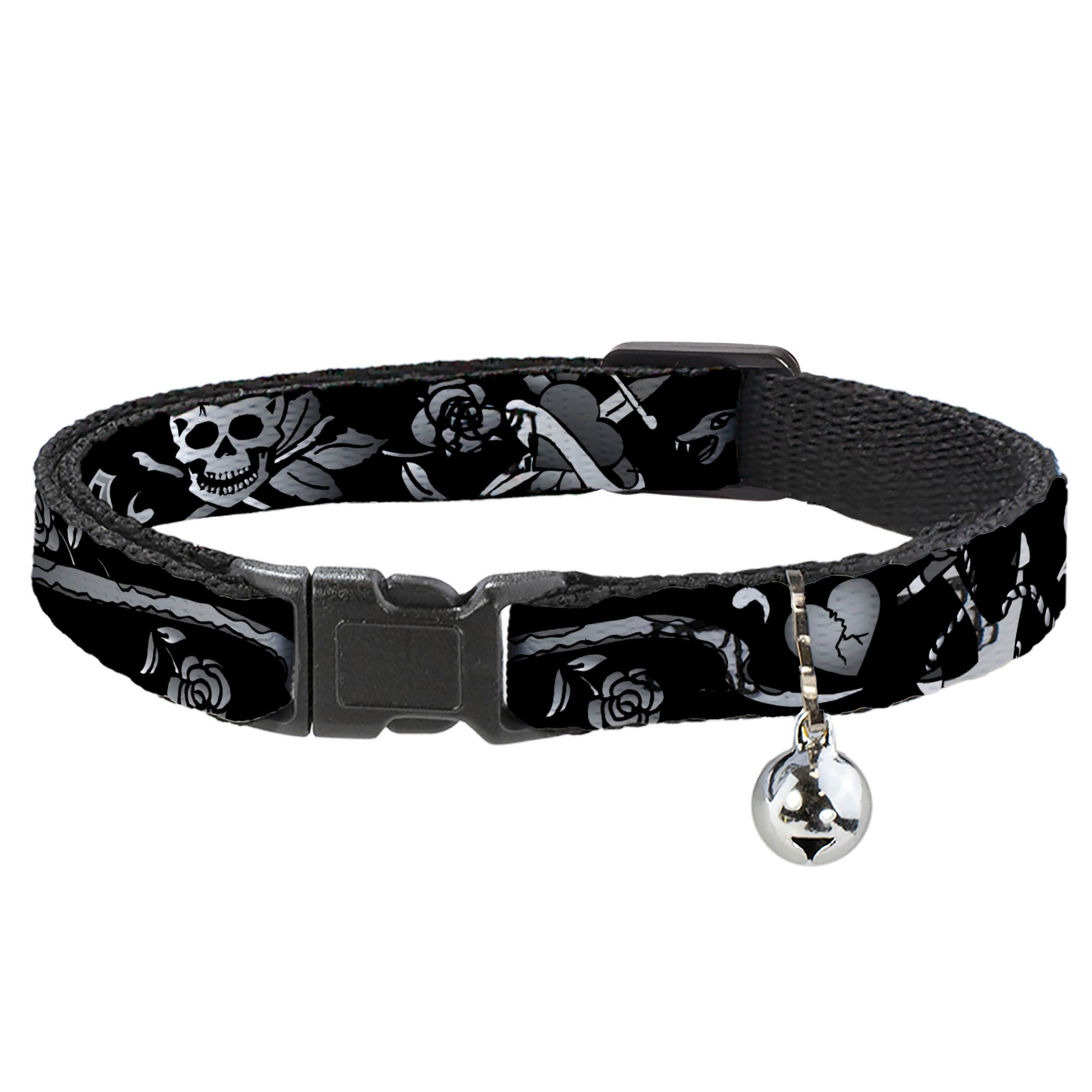 Cat Collar Breakaway - Live Hard Die Young Black White Breakaway Cat Collars Buckle-Down