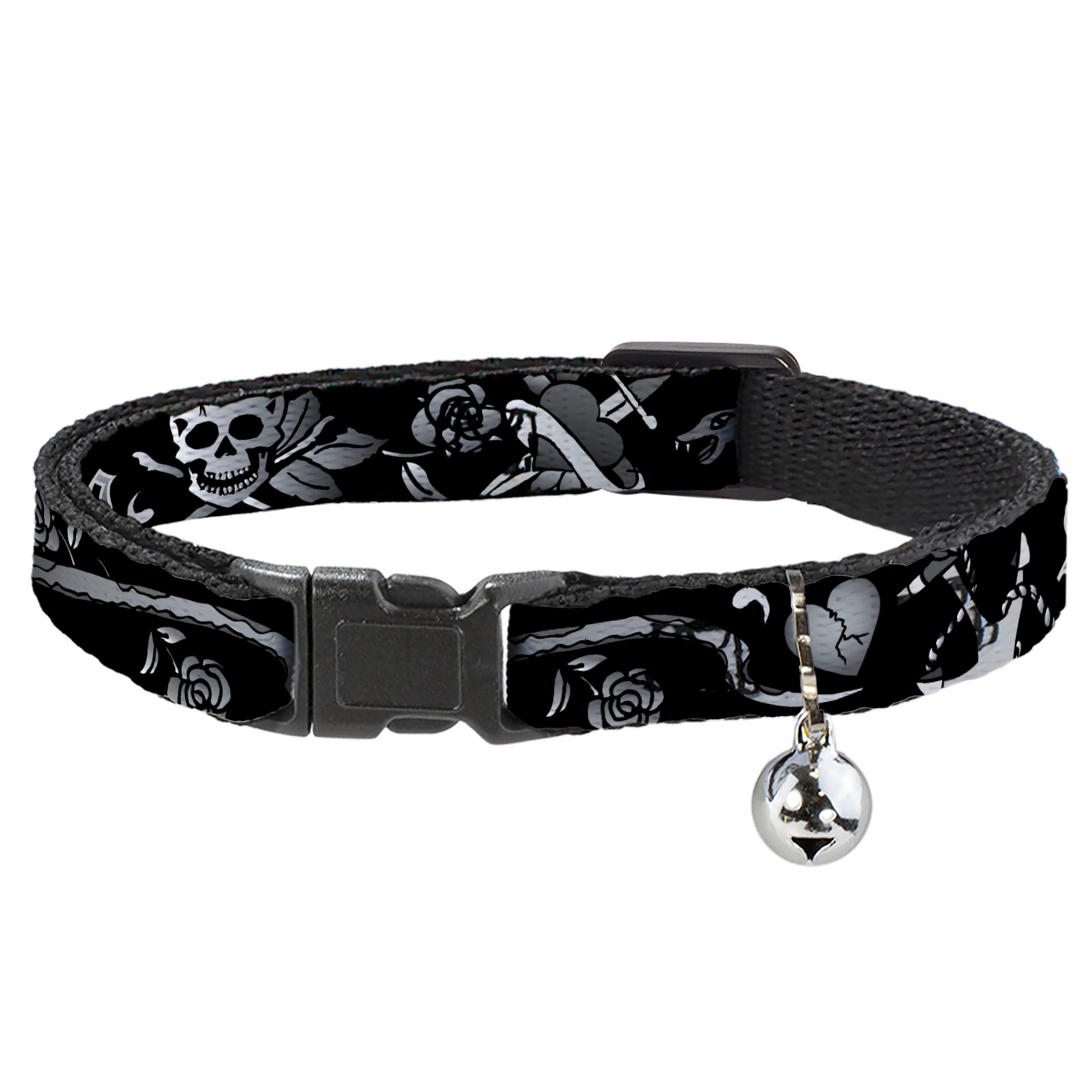 Cat Collar Breakaway - Live Hard Die Young Black White Breakaway Cat Collars Buckle-Down