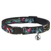 Cat Collar Breakaway - Live Hard Die Young CLOSE-UP Turquoise Breakaway Cat Collars Buckle-Down