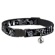 Cat Collar Breakaway - Love Kills Black White Breakaway Cat Collars Buckle-Down