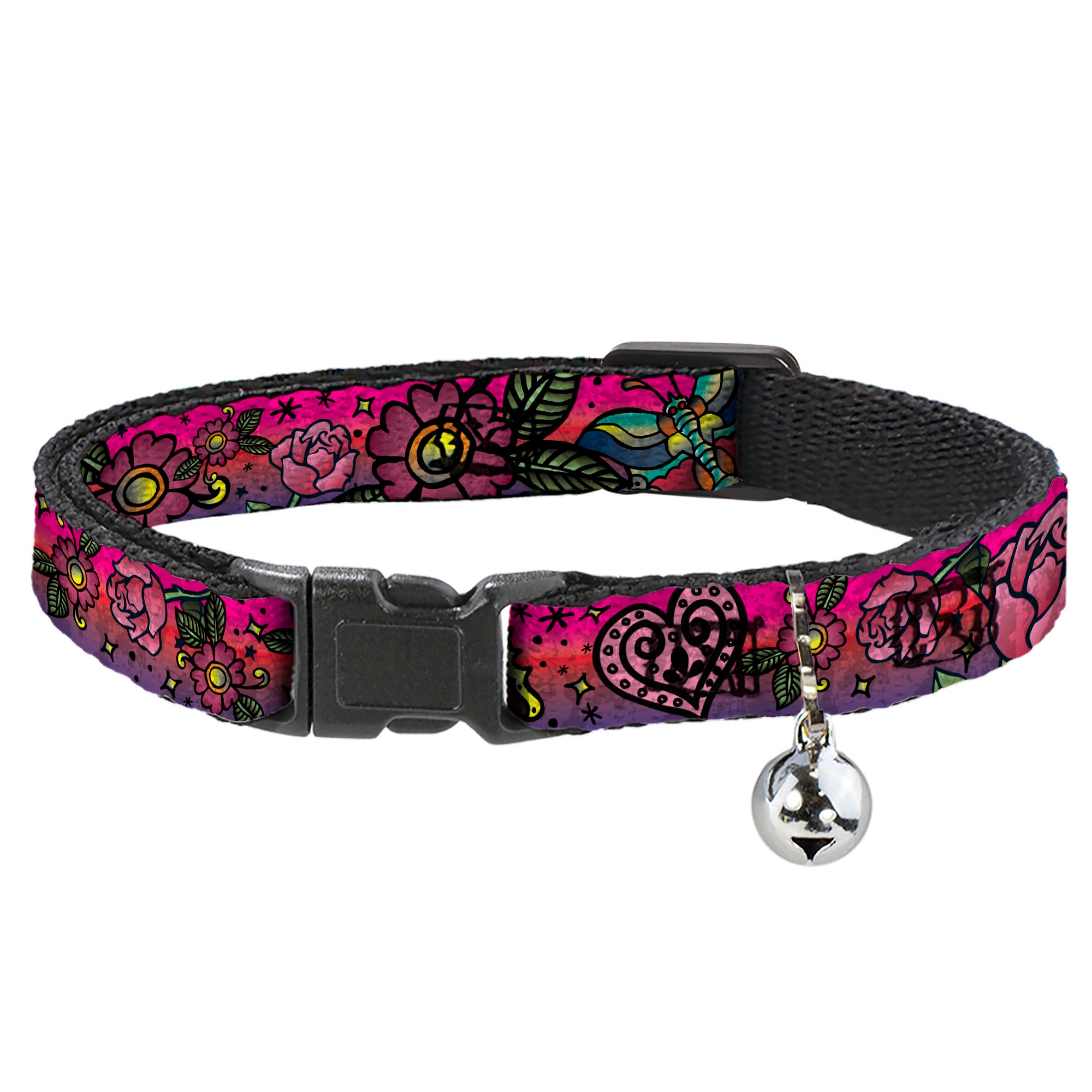 Cat Collar Breakaway - Love Kills CLOSE-UP Pink Breakaway Cat Collars Buckle-Down