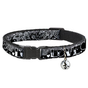 Cat Collar Breakaway - Love Love Black White Breakaway Cat Collars Buckle-Down