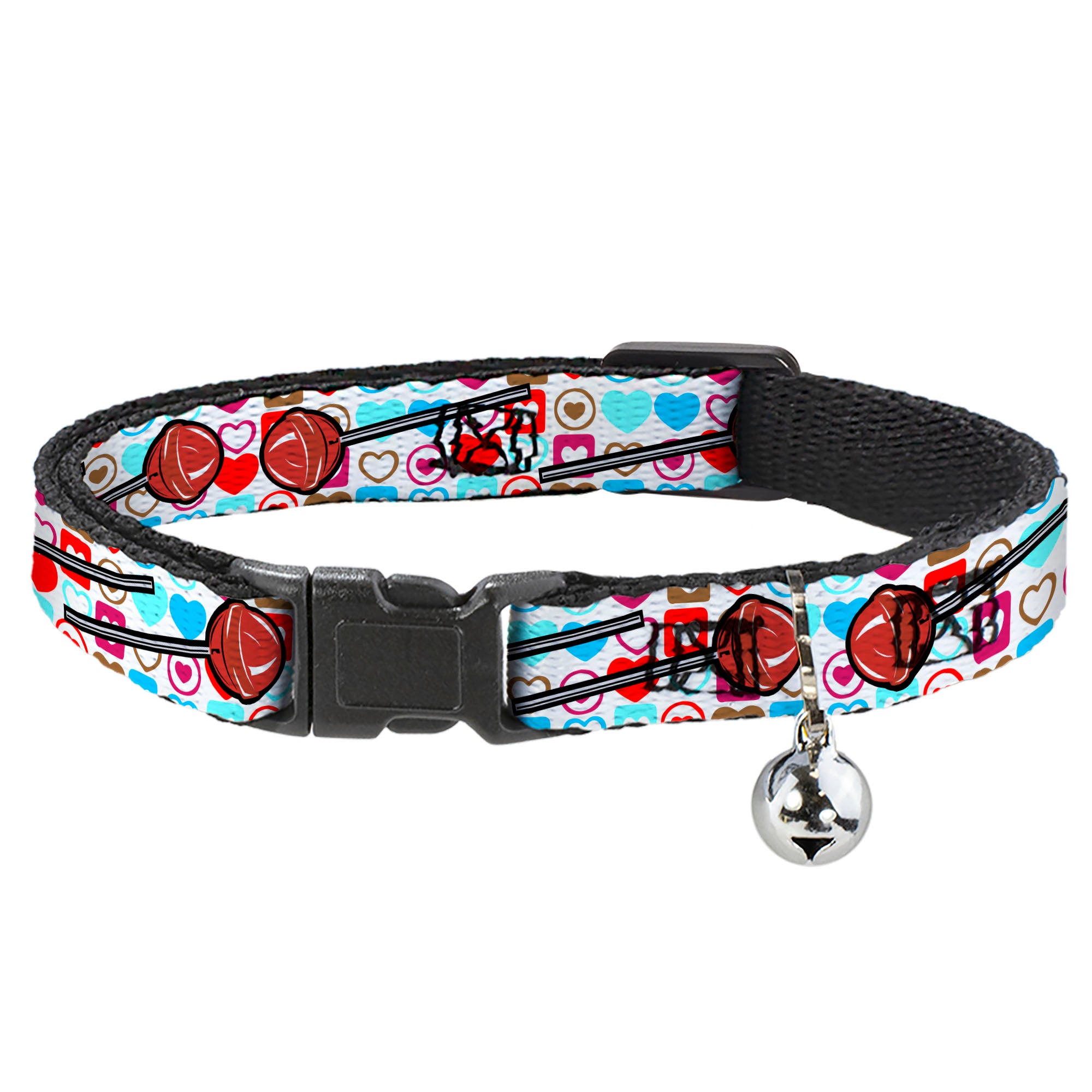 Cat Collar Breakaway - Lollipop Hearts White Breakaway Cat Collars Buckle-Down