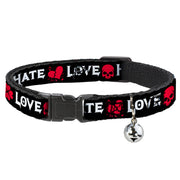 Cat Collar Breakaway - Love Hate Black White Fuchsia Breakaway Cat Collars Buckle-Down