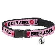 Cat Collar Breakaway - Love Hate Betrayal Pink Black Fuchsia Breakaway Cat Collars Buckle-Down
