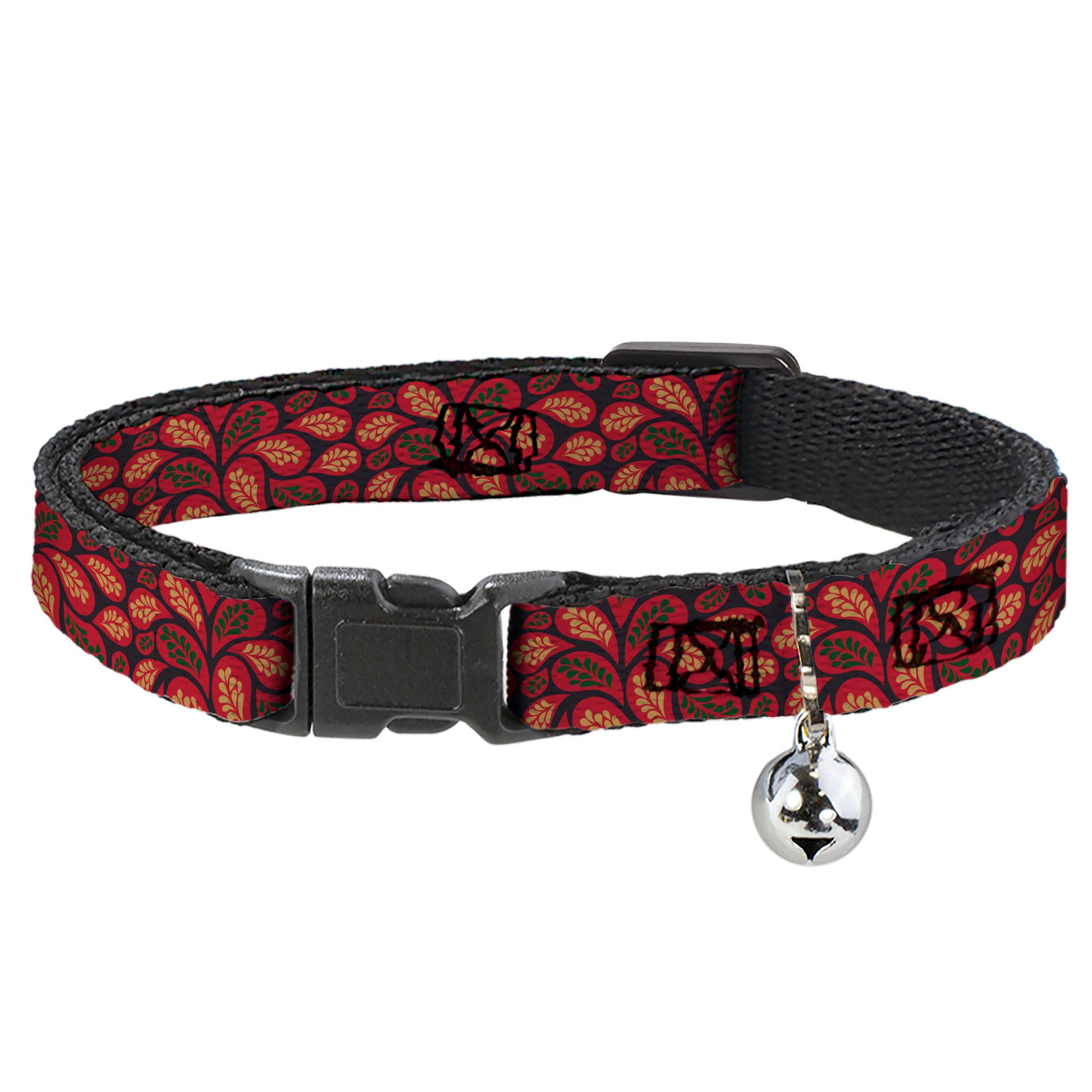 Cat Collar Breakaway - Leaves Swirl Navy Burgundy Breakaway Cat Collars Buckle-Down