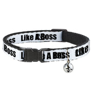 Cat Collar Breakaway - LIKE A BOSS White Black Breakaway Cat Collars Buckle-Down