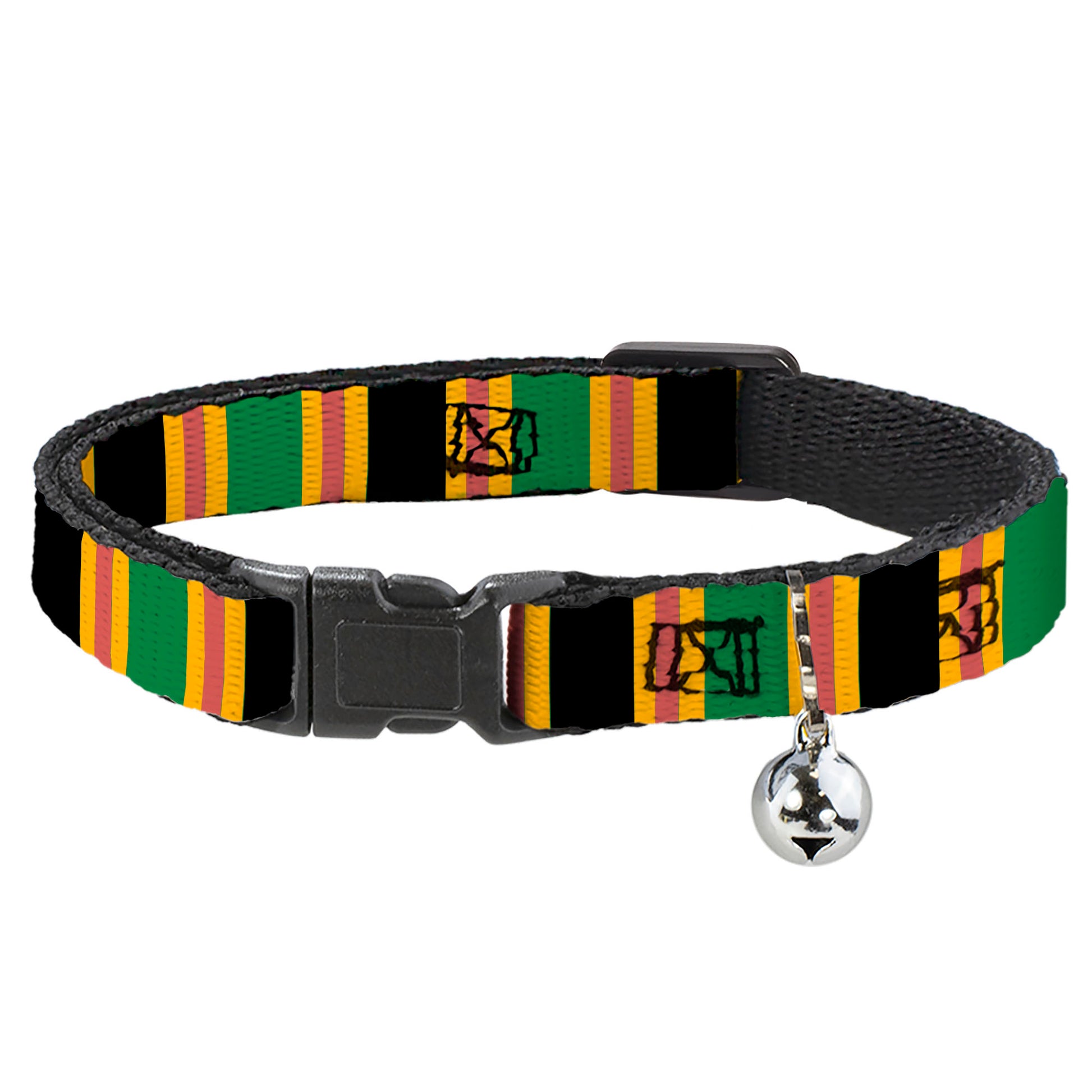 Cat Collar Breakaway - Lines Black Gold Pink Green Breakaway Cat Collars Buckle-Down