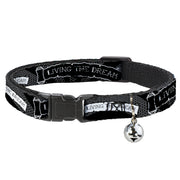 Cat Collar Breakaway - LIVING THE DREAM Scroll Gray Black White Breakaway Cat Collars Buckle-Down