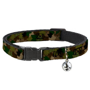 Cat Collar Breakaway - Leaf Camo Browns Greens Black Breakaway Cat Collars Buckle-Down