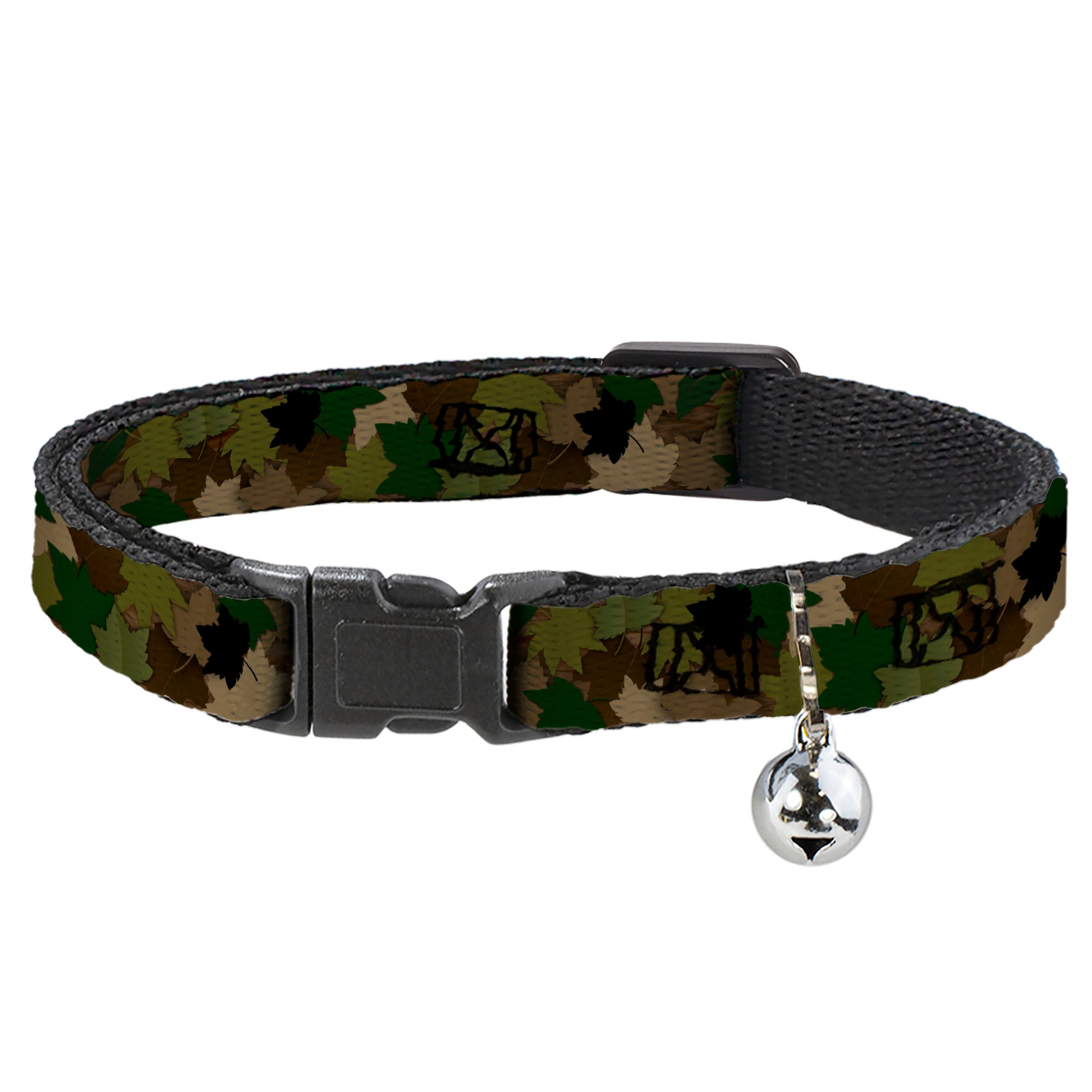 Cat Collar Breakaway - Leaf Camo Browns Greens Black Breakaway Cat Collars Buckle-Down