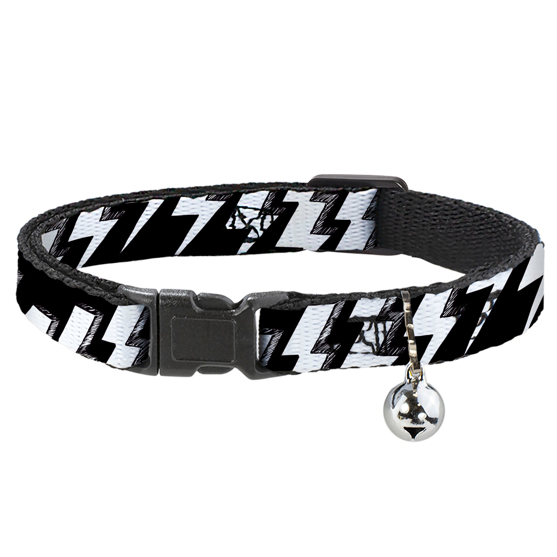 Cat Collar Breakaway - Lightning Bolts Sketch Black White Breakaway Cat Collars Buckle-Down