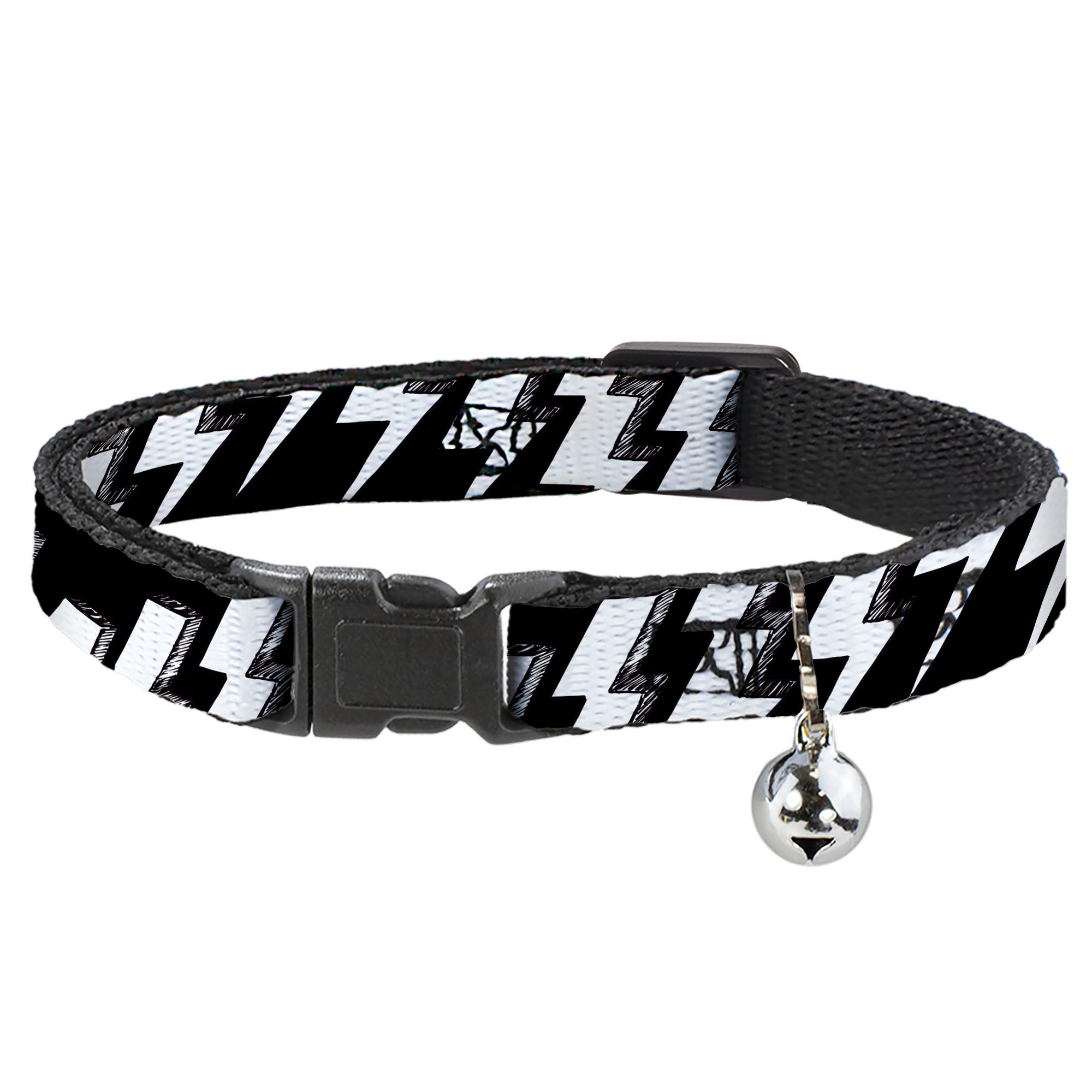 Cat Collar Breakaway - Lightning Bolts Sketch Black White Breakaway Cat Collars Buckle-Down