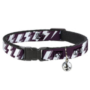 Cat Collar Breakaway - Lightning Bolts Sketch Plum White Breakaway Cat Collars Buckle-Down