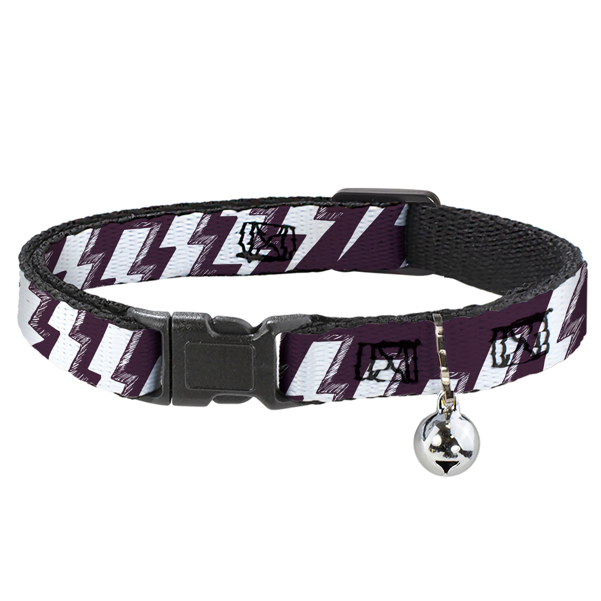 Cat Collar Breakaway - Lightning Bolts Sketch Plum White Breakaway Cat Collars Buckle-Down
