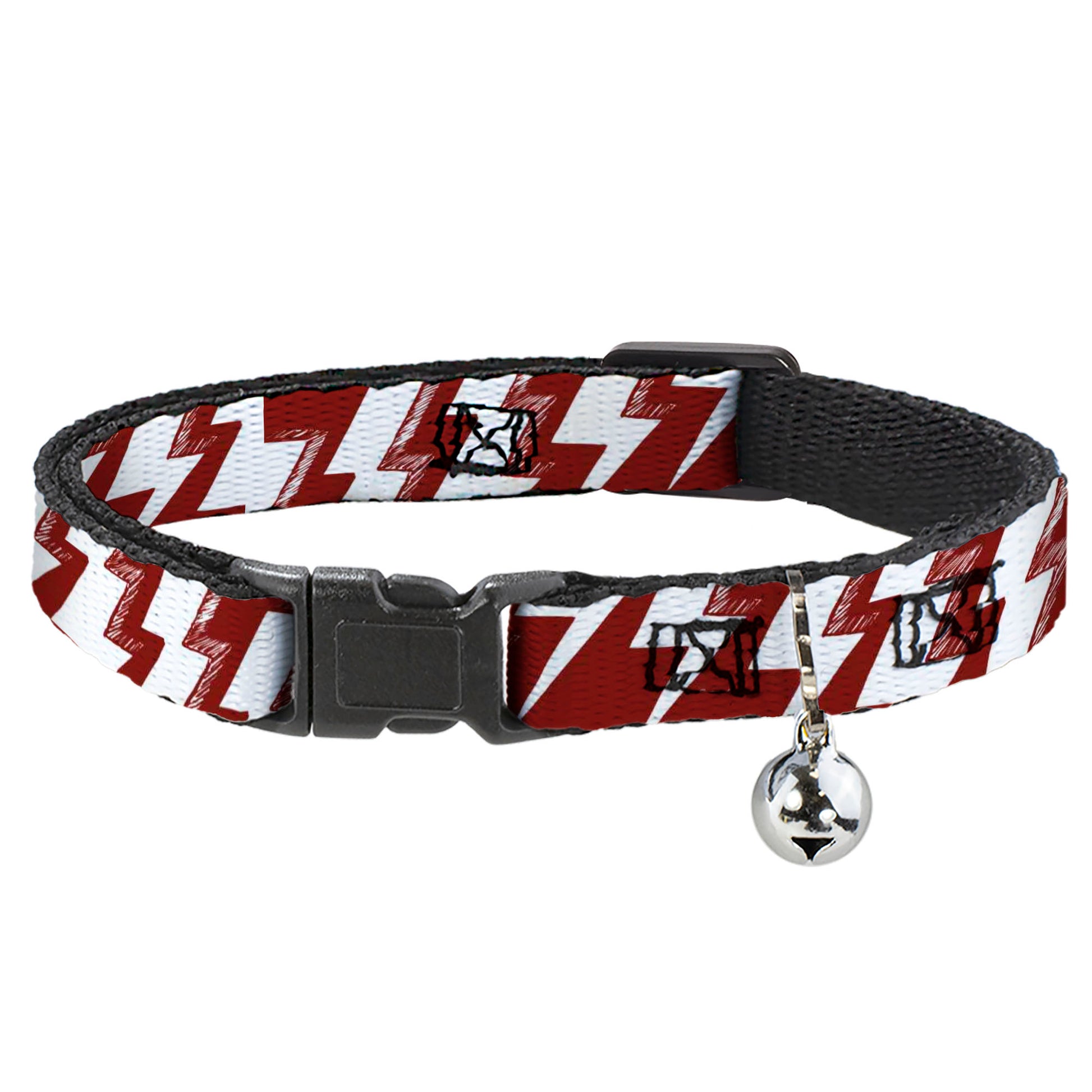 Cat Collar Breakaway - Lightning Bolts Sketch Red White Breakaway Cat Collars Buckle-Down