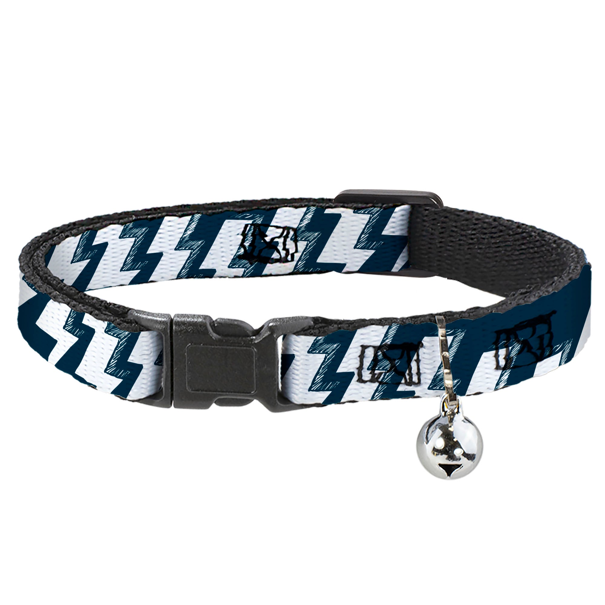 Cat Collar Breakaway - Lightning Bolts Sketch Navy White Breakaway Cat Collars Buckle-Down