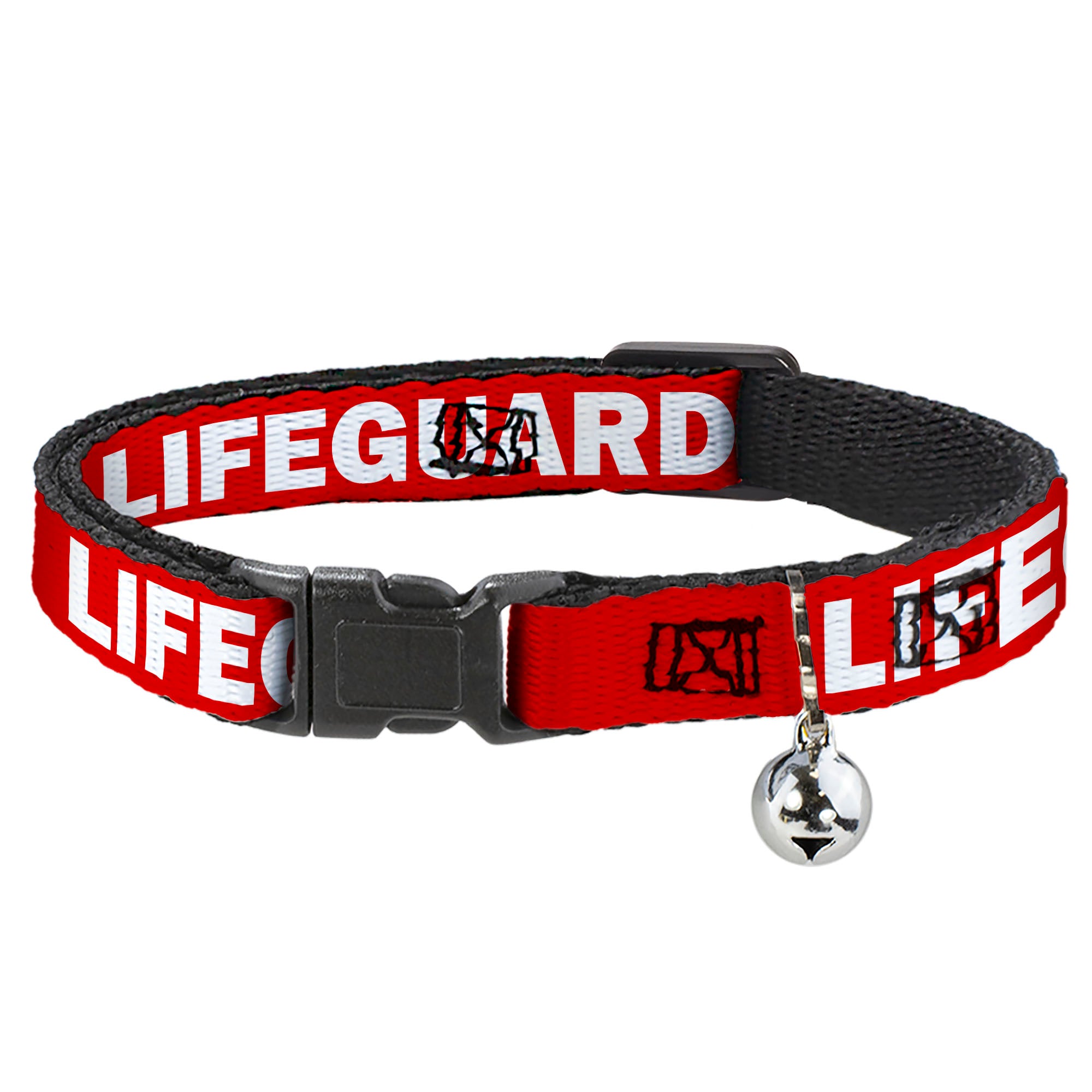 Cat Collar Breakaway - LIFEGUARD Logo Red White Breakaway Cat Collars Buckle-Down