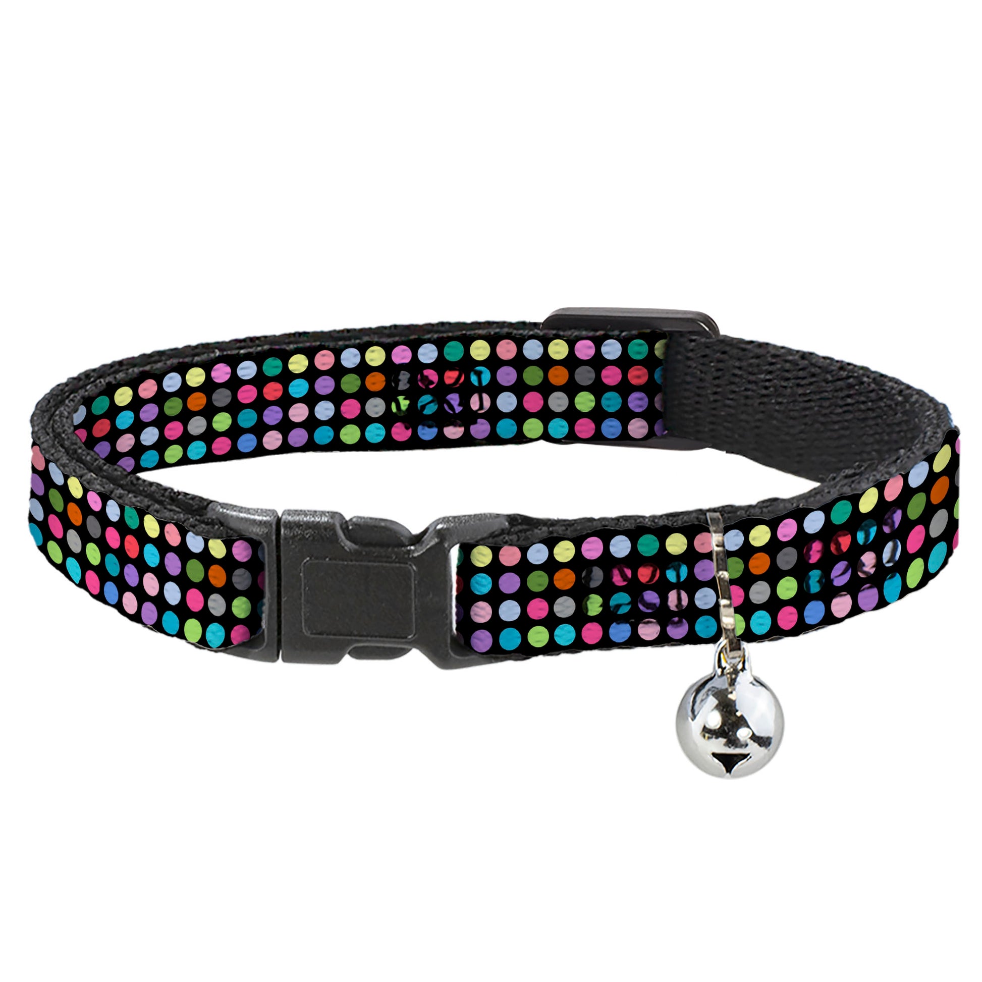 Cat Collar Breakaway - Mini Polka Dots Black Multi Color Breakaway Cat Collars Buckle-Down