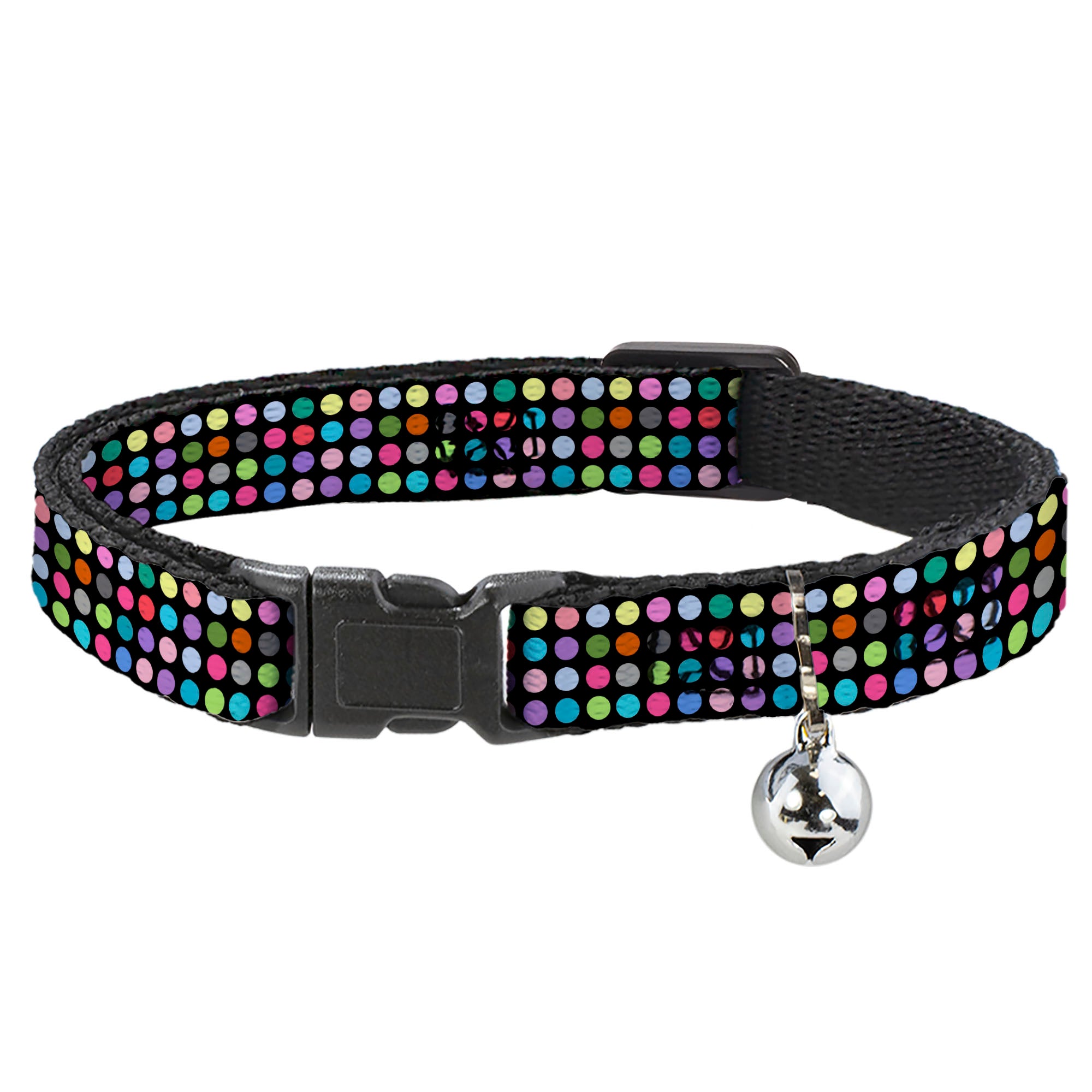 Cat Collar Breakaway - Mini Polka Dots Black Multi Color Breakaway Cat Collars Buckle-Down