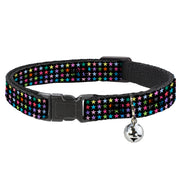 Cat Collar Breakaway - Mini Stars Black Multi Color Breakaway Cat Collars Buckle-Down
