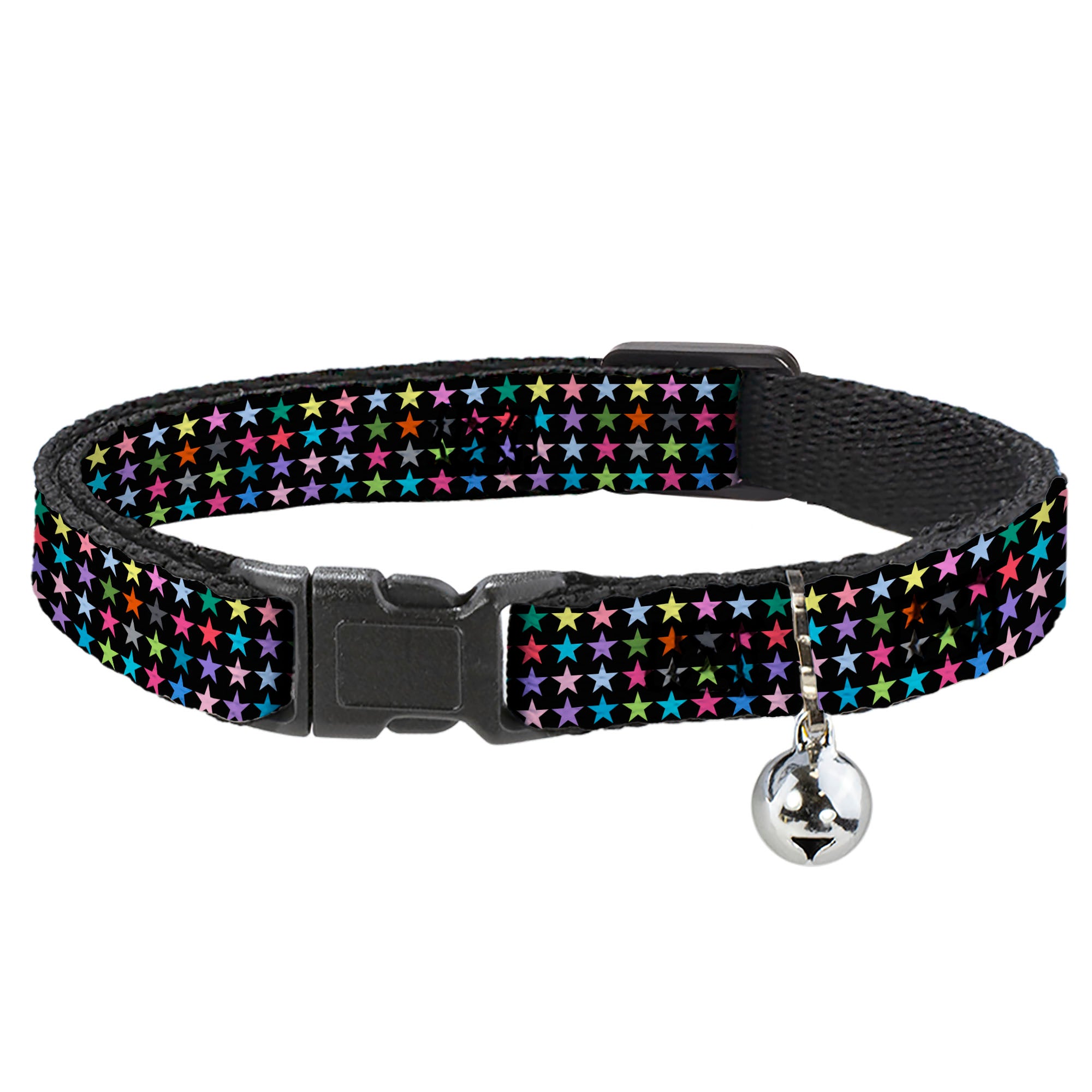 Cat Collar Breakaway - Mini Stars Black Multi Color Breakaway Cat Collars Buckle-Down