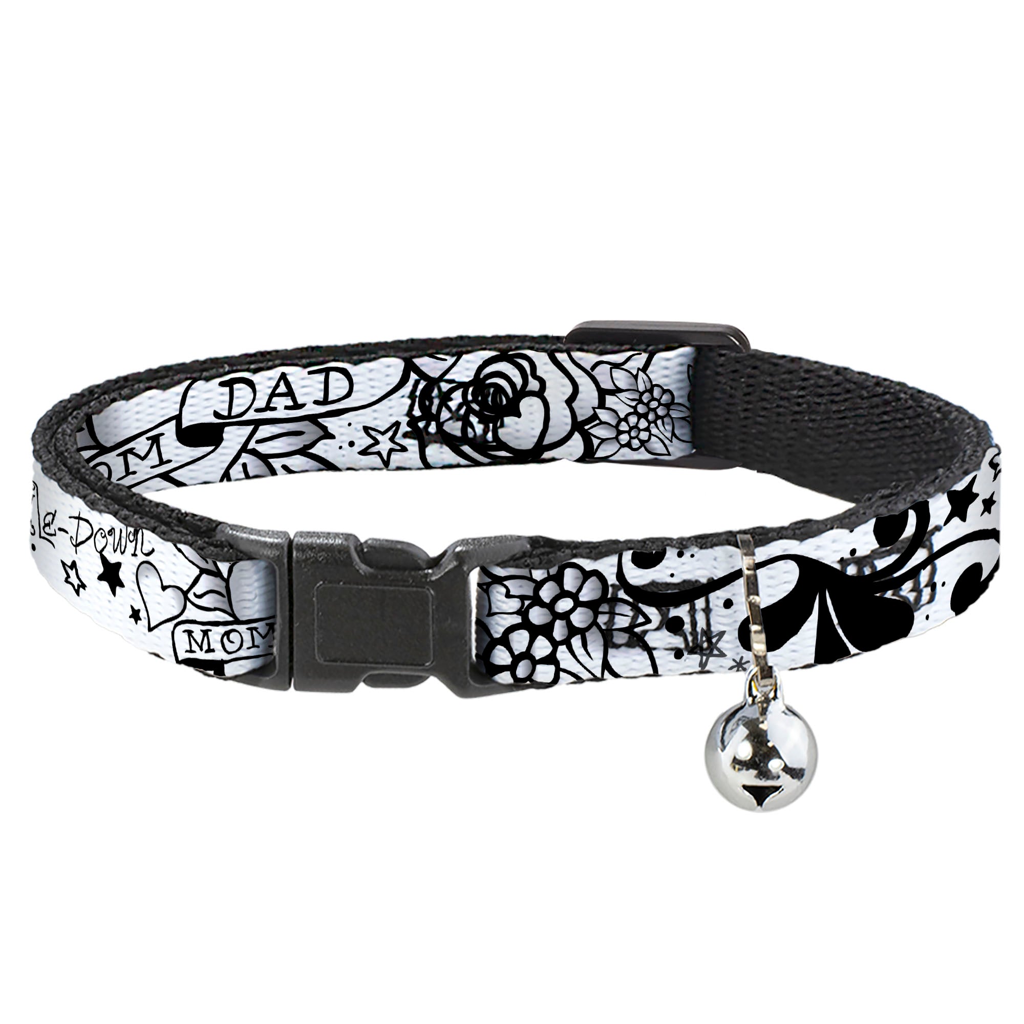 Cat Collar Breakaway - Mom & Dad Black White Breakaway Cat Collars Buckle-Down