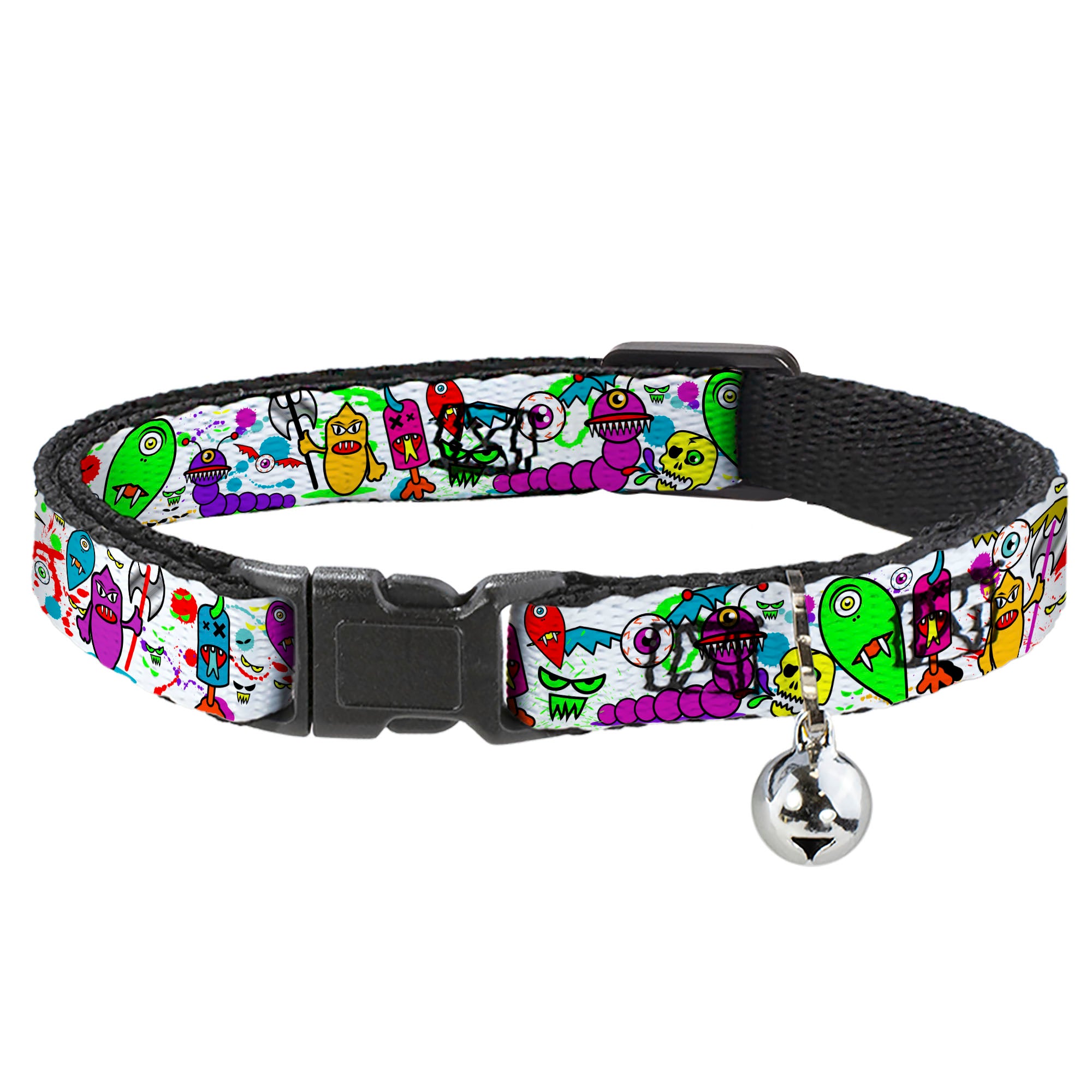 Cat Collar Breakaway - Monsters White Breakaway Cat Collars Buckle-Down