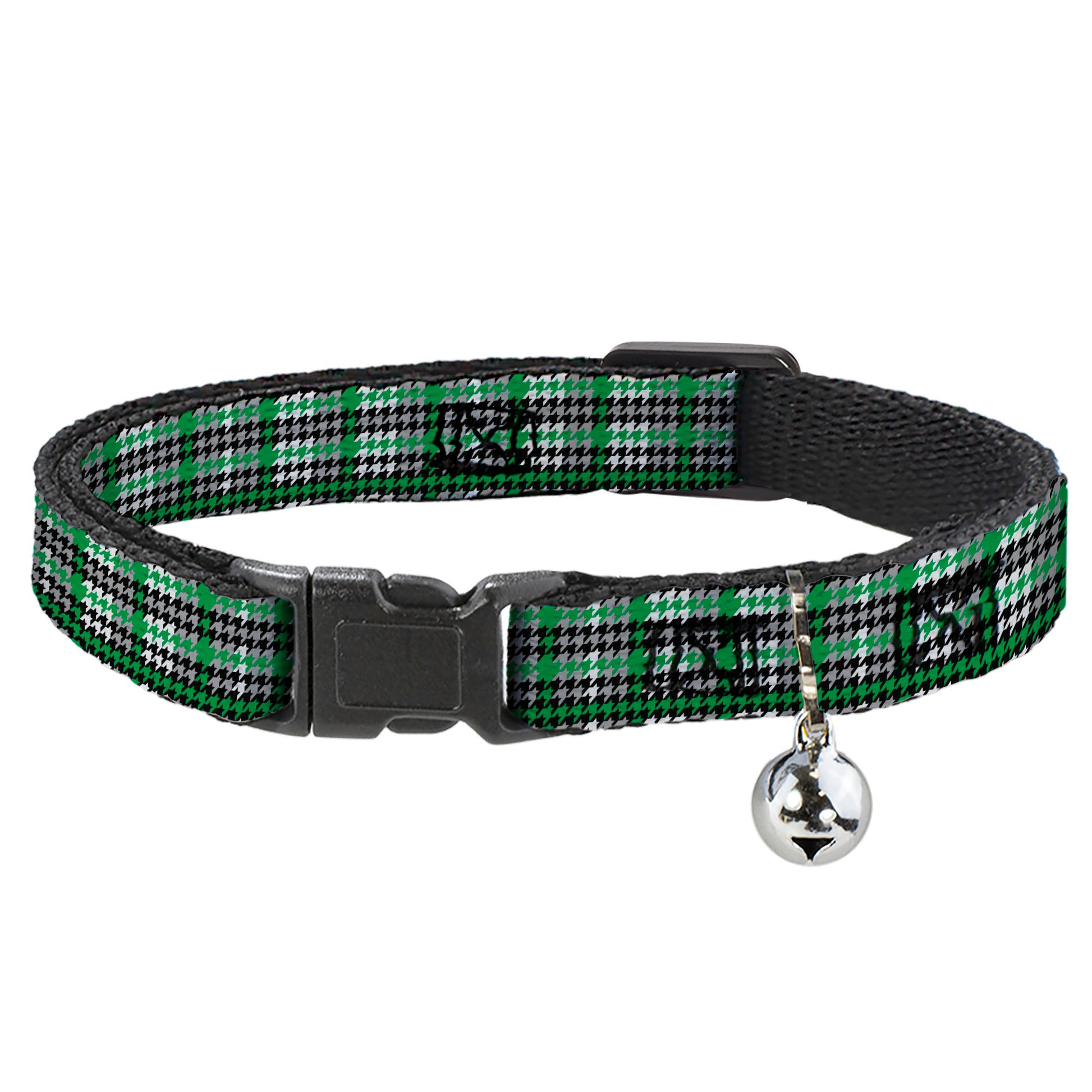 Cat Collar Breakaway - Mini Houndstooth Green Black Gray Breakaway Cat Collars Buckle-Down