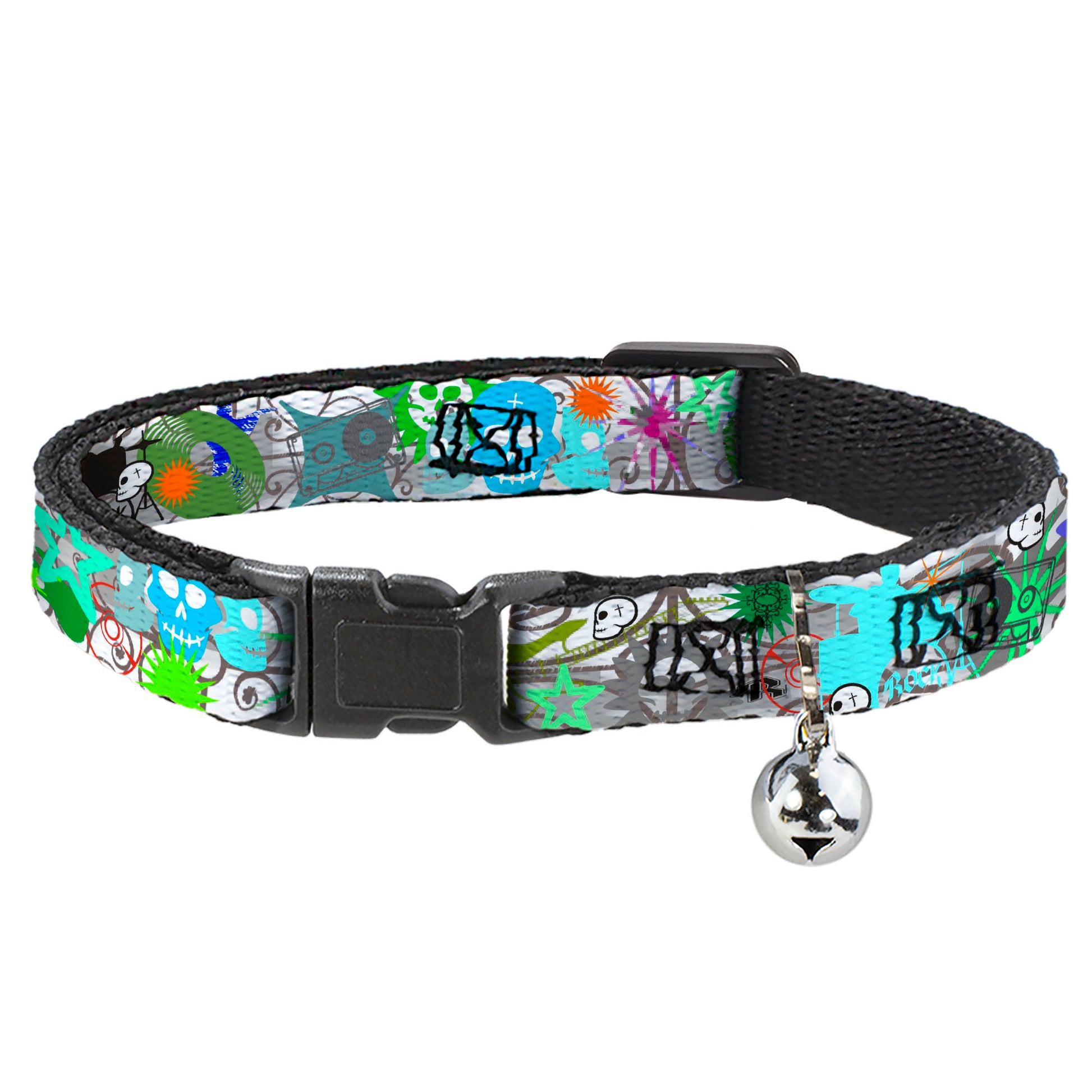 Cat Collar Breakaway - Music Skulls Multi Color Breakaway Cat Collars Buckle-Down